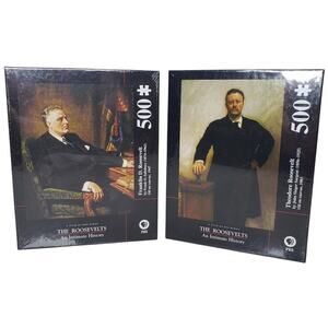NIB PBS The Roosevelts Theodore Roosevelt & Franklin D. Roosevelt Puzzles 500pc.